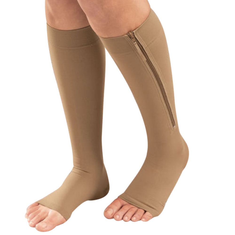 open toe compression socks with zipper 1